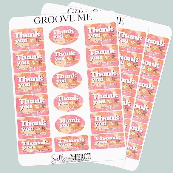 Retro Holographic Thank You Stickers for Shipping Boxes - Picture 2 of 3